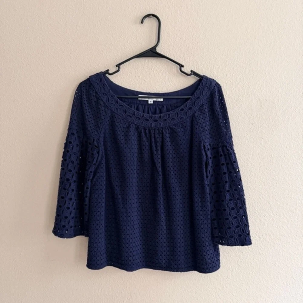 Trina Turk Midnight Blue Eyelet Blouse